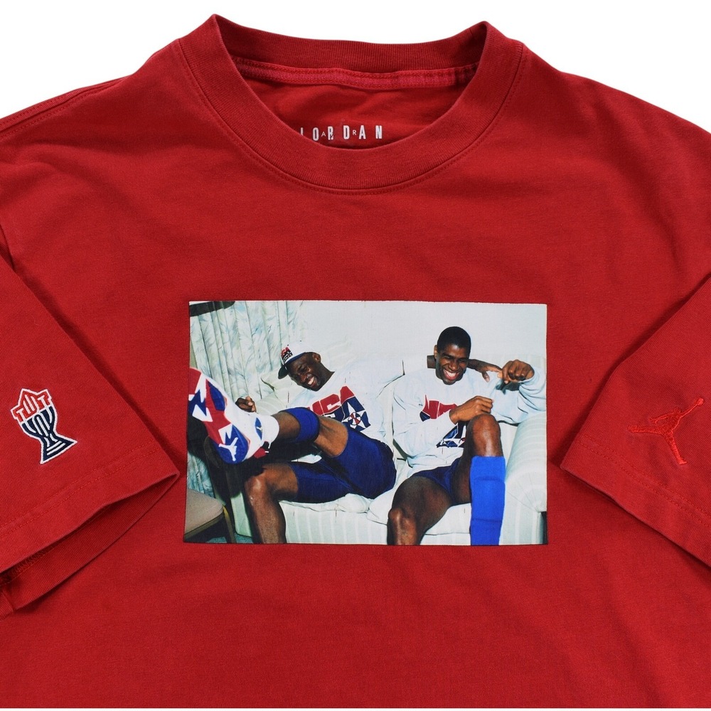 Jordan Trophy Room Michael Jordan Magic Johnson Dream Team Red T-Shirt Small